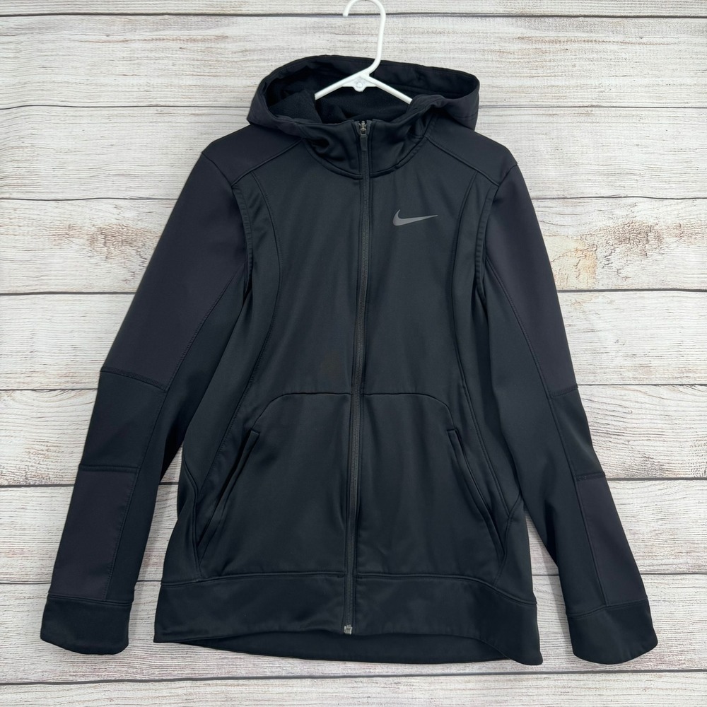 Nike Full Zip Hoodie Men Large Black Dri-FIT Training Jacket 916921-010